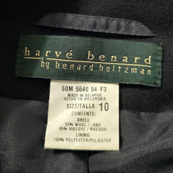 Harve Benard Vintage Black Long A-Line Wool Blend Coat Sz 10 - Picture 10 of 16